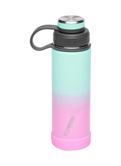 Buy EcoVessel Stainless Steel Water Bottle with Insulated Dual Lid, Insulated Water Bottle with Strainer and Silicone Bottle Bumper, Coffee Mug (Vapor Wave, 20 oz) in UAE