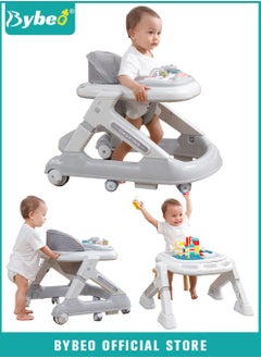 Buy 3 in 1 Baby Walker With Building Block Table Adjustable Height Multifunction and Big Comfortable Seat Cushion, Detachable Trampoline Mat for Infants Children in UAE