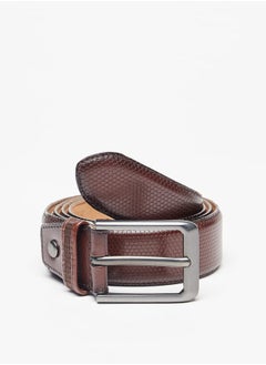 اشتري Men's Textured Leather Belt with Pin Buckle Closure في السعودية