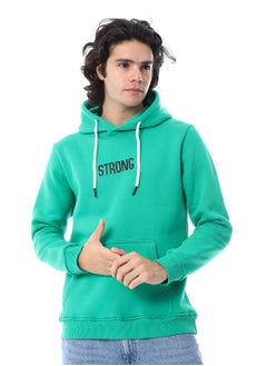 Buy Printed Hoodie With Kangaroo Pockets_Green in Egypt