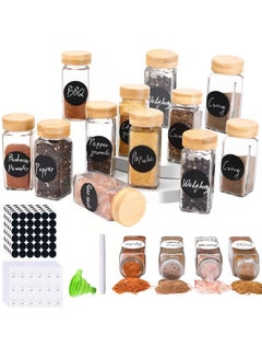 Buy 12 Pack Glass Jars with Bamboo Lids, 120ml Airtight Spice Jars Set with Extra Labels and Pen, for Dry Food Canisters, Spice, Coffee, Beans, Candy, Nuts, Herbs  12 Pack Glass Jars with Bamboo Lids, 120 in Saudi Arabia