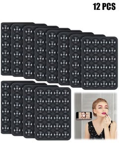 Buy Silicone Phone Suction Mat, Non Slip Phone Suction Cup Mat, Adhesive Phone Accessory Holder, Suitable for Home Kitchen Mirror Bathroom (12Pcs, Black) in UAE