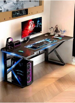 Buy Ergonomic Large Gaming Desk Computer Desk K-Shaped Gaming Table PC Gaming Workstation Home Office Desks Space-saving Easy to Assemble 140x60x75cm Black in UAE