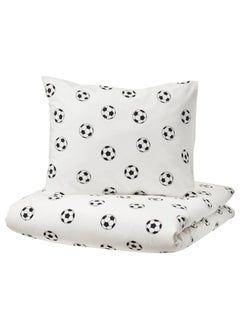 Buy Duvet cover and pillowcase, football pattern, 150x200/50x80 cm in Saudi Arabia