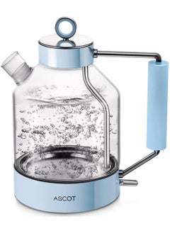 Buy Electric Kettle, ASCOT Glass Electric Tea Kettle 1.5L 2200W Tea Heater, Borosilicate Glass, BPA-Free, Auto Shut-Off and Boil-Dry Protection in UAE