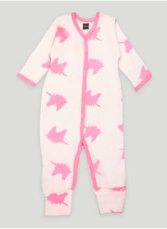 Buy Kidbea 100% Organic Cotton fabric full sleeves & full buttons Romper | Unicorn | Pink in UAE