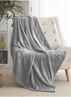 Buy Golden House Microfiber Throw, Grey, Super Soft Size 220X240 in Egypt