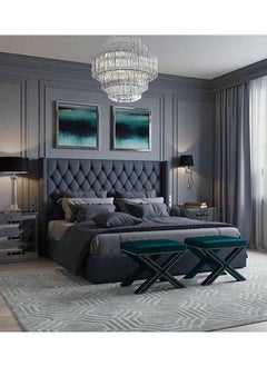 اشتري GIORDANI Velvet Upholstered Tufted Super King size (200 x 200) with STORAGE في الامارات