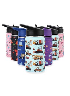 Buy Stainless Steel Childrens Water Bottle -Light Blue - Crane Pattern in Saudi Arabia