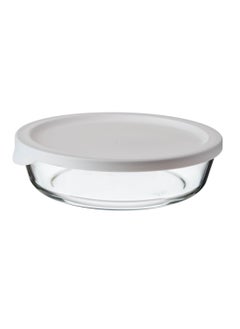 Buy Oven tray with a capacity of 1.4 liters with a plastic cover white color Size 22*6 CM in Saudi Arabia