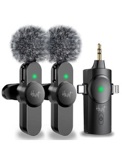 Buy Clip On Microphone Wireless Lavalier Microphone For iPhone Laptop Computer iPhone Android Phone Camera Dual Wireless Microphones For Podcast Video Recording Youtube Tiktok Facebook Plug and Play in UAE