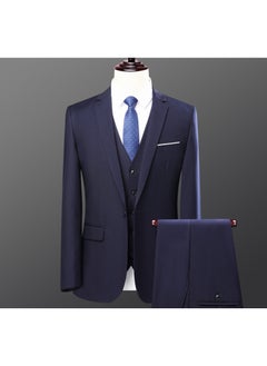 اشتري Suit business mens suit suit 2024 new high-end professional formal suit New Polo best man dress jacket One button navy blue (suit + suit pants) في الامارات