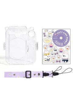 اشتري Crystal Clear Camera Case For Fujifilm Mini 12 Instant Camera, Hard PC Cover with Adjustable Strap and Pocket & Decorative sticker - Purple في الامارات