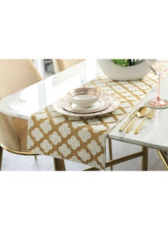 اشتري Tabriz Beaded Table Runner 33X91Cm-Ivory & Gold في الامارات