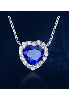 Buy 925 sterling silver blue heart pendant silver necklace in Saudi Arabia