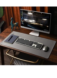 اشتري Oversized leather mouse pad keyboard pad desk pad computer pad desk pad waterproof grey في السعودية