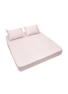 اشتري MEHALLA Fitted Sheet Set - Satin Stripe 2cm - Single Rose في مصر