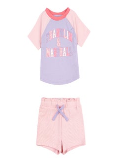 Buy Franklin and Marshall Girls Colour Block Raglan T Shirt and Shorts Set in UAE