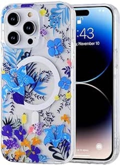 اشتري LENOK Floral Magnetic Case for iPhone 13 Pro Max, Compatible with MagSafe Wireless Charging TPU Shockproof Cover, High-Transparency Clear Lightweight Case for iPhone 13 Pro Max. (Pattern-A) في مصر