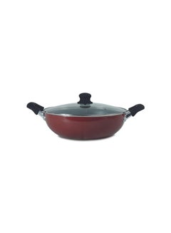 Buy 30Cm Non-Stick Coated Wok Pan With Vented Glass Lid, 3 Layer Non-Stick Coating, Soft Touch Handle Design, 2.5Mm Thickness, Induction Friendly - Hw232 in UAE