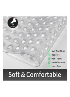 Buy Shower Bathtub Mat Non Slip, 21x21 Inch, Soft Square Bath Mat for Tub with Suction Cups and Drain Holes, Stall Floor Mats for Bathroom, Machine Washable, Bathroom Accessories, Clear Gray in Saudi Arabia