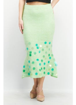 Buy Women Wool Blend Textured Midi Skirt, Lime Green in UAE