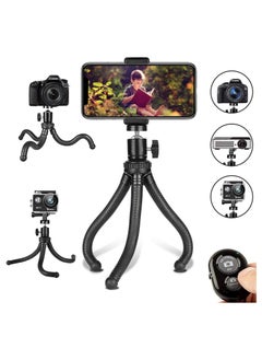 اشتري Phone Tripod, Flexible Cell Phone Tripod Adjustable Camera Stand Holder with Wireless Remote and Universal Clip 360° Rotating Mini Tripod Stand for iPhone في الامارات