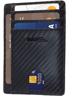 Buy Wallet for Mens Made of Carbon Fiber Leather Materials RFID Blocking Men Card Holder in Saudi Arabia
