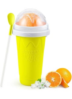 اشتري COOLBABY slushie Maker Cup, TIK TOK Magic Quick Frozen Smoothies Cup, Cooling Cup, Double Layer Squeeze Slushy Maker Cup, Cool Stuff Birthday Gifts for Kids (Yellow) في السعودية