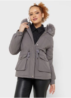 Buy Padded Jacket With Fur Hood in UAE