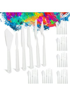 Buy Plastic Spatula Palette Knives Set, Palette Knife Painting Knife for Mixing, Spreading, Scratching, Layering Colors, Thin and Flexible Art Tools for Carving, Oil, Acrylic, Watercolor Painting (42PCS) in Saudi Arabia