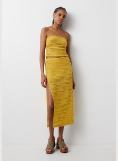 Buy Yellow openwork midi skirt in Saudi Arabia