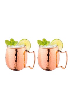 اشتري 2PCS Moscow Mule Copper Mugs with Handles Classic Drinking Cup for Home, Kitchen, Bar Drinkware Helps Keep Drinks Colder, Longer Food-Grade Safe Lining في السعودية