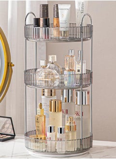 Buy Rotating Makeup Organizer for Vanity, High-Capacity Skincare Clear Make Up Storage Perfume Organizers Cosmetic Dresser Organizer Countertop 360 Spinning（3 Tier-Grey） in Saudi Arabia