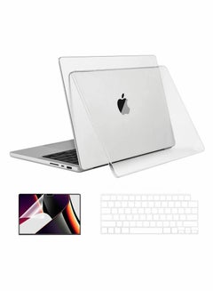 اشتري Hard Case Clear Compatible for Newest MacBook Pro 16 Inch Case Release 2022 2021 Model M1 Pro M1 Max A2485 with Keyboard Cover, Screen Protector - Crystal Clear في السعودية