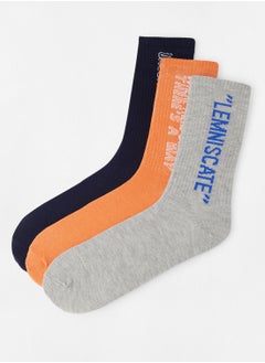 Buy Printed Crew Socks (Pack of 3) in Egypt