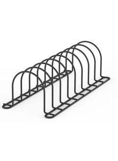 Buy Pot Lid Rack Organizer, 13.5" Kitchenware Dividers Holder for Plates, Pans, Cutting Boards, Muffin Tins, Baking Sheets in Cabinets Shelf Countertop Pantry, Black, 8-Slot in UAE