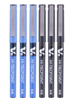 Buy 6-Piece Hi-tecpoint V5 Fine Rollerball Pen Multicolour in UAE