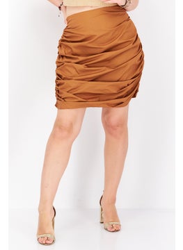 اشتري Women Solid Mini Skirt, Brown في الامارات