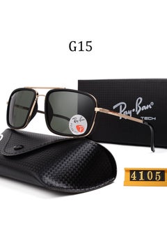 اشتري Ray-Ban High Quality Men's Sunglasses Metal High-end Sunglasses Gold Frame with Black Lenses UV Lenses في السعودية