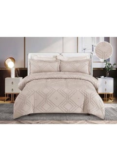 Buy 6pc Cozy Deep Sleep King Size Comforter Set Modern Style Pattern Deep Pocket Sheet with 4 Pillowcases Comforter Bedding Set Solid Color Breathable for All Season Luxury Hotel Comforter Set 220x240 cm in UAE