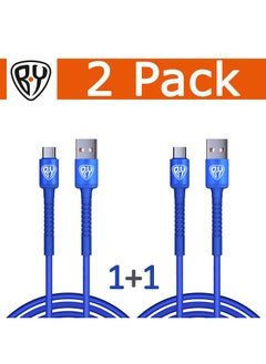 Buy 2 Pack USB C Cable 2M 3A Fast Charging Cable USB Type C Charger Compatible with Samsung S21 S20 Huawei P30 P20 Xiaomi Mi Ultra A2 Mi 9 etc QC3.0 Color Blue in UAE