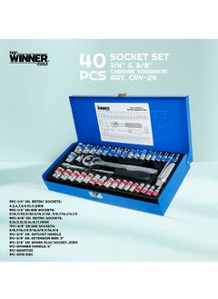 Buy 40 Pcs Tool Socket Set Professional Wrench Set 1/4" & 3/8" Cr-V Box Spanner Set WINNER CRV40 in Saudi Arabia