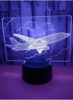 اشتري Airplane shape 3D Multicolor Night Light colorful visual atmosphere light LED gradient remote control 3d table lamp Halloween gift for boyfriend في الامارات