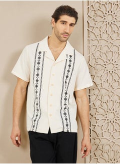 اشتري Aztec Print Cuban Collar Relax Fit Shirt في السعودية