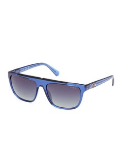 Buy Men's UV Protection Rectangular Shape Plastic Sunglasses GU0012290W57 - Lens Size: 57 Mm - Shiny Blue in Saudi Arabia