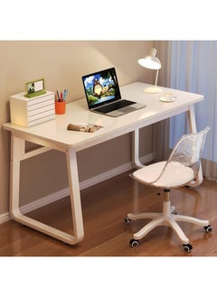 Buy Modern simple design computer desk home student desk study office table white color size 120x60x75cm in Saudi Arabia