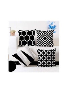 Buy HOMES 100% Cotton Decorative Throw Pillow Covers/Cushion Covers 18x18 inch (Black, Set of 4) in UAE