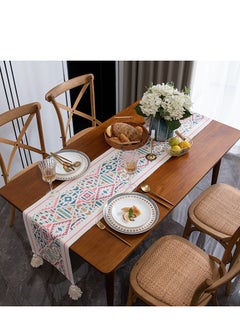 Buy Luxury multi-tassel Nordic printed table runner, suitable for long tables, coffee tables, wedding decorations, parties, restaurants, kitchens 35*180cm in Saudi Arabia