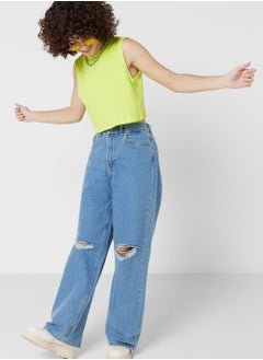 Buy High Waist Ripped Jeans in Saudi Arabia